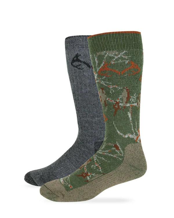 realtree Men's Camo Merino Wool Blend Mid Calf Boot Socks 2 Pack | Realtree