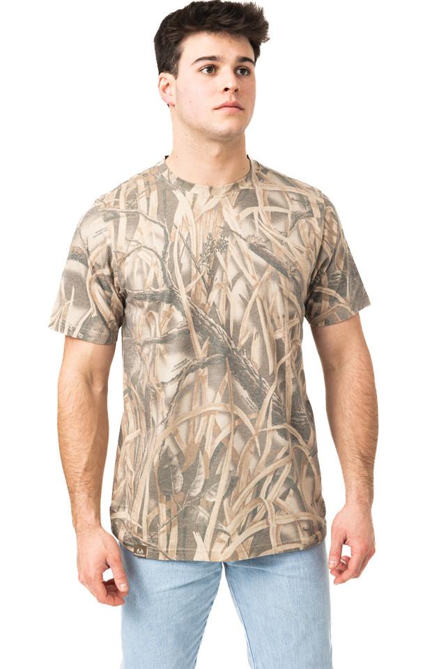 Realtree Men's Tri Blend Short Sleeve Crew Neck Camo Shirt | Realtree Wetlands