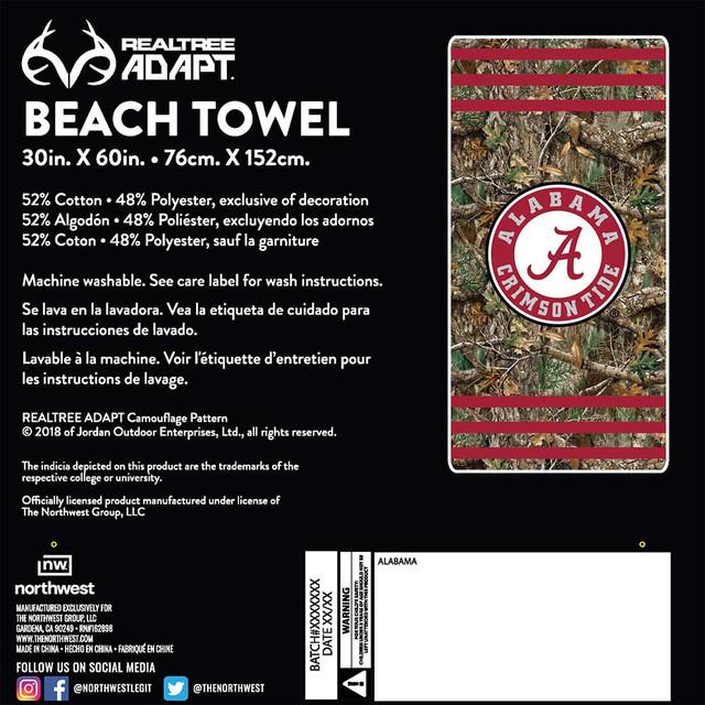 Realtree Northwest NCAA Alabama Crimson Tide Camo Beach Towel | Realtree EDGE
