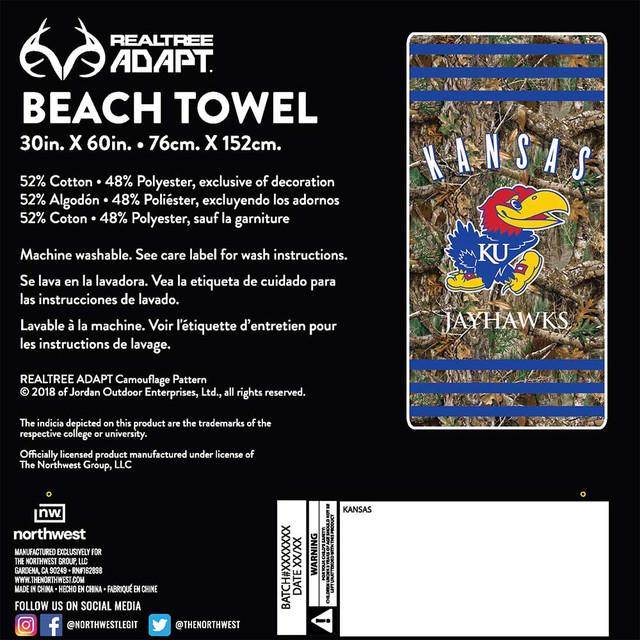 Realtree Northwest NCAA Kansas Jayhawks Camo Beach Towel | Realtree EDGE