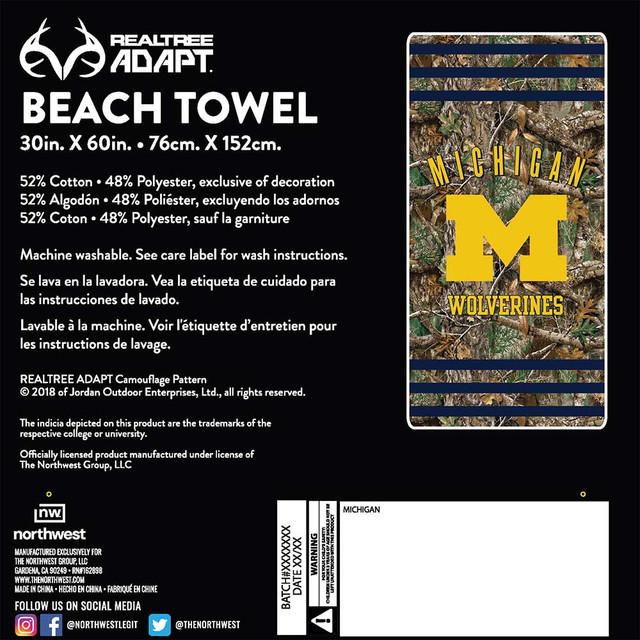 Realtree Northwest NCAA Michigan Wolverines Camo Beach Towel | Realtree EDGE