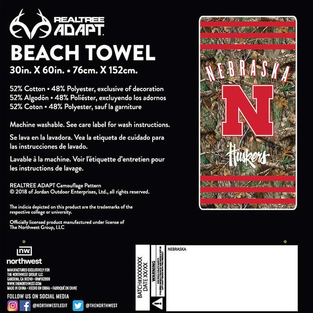 Realtree Northwest NCAA Nebraska Cornhuskers Camo Beach Towel | Realtree EDGE