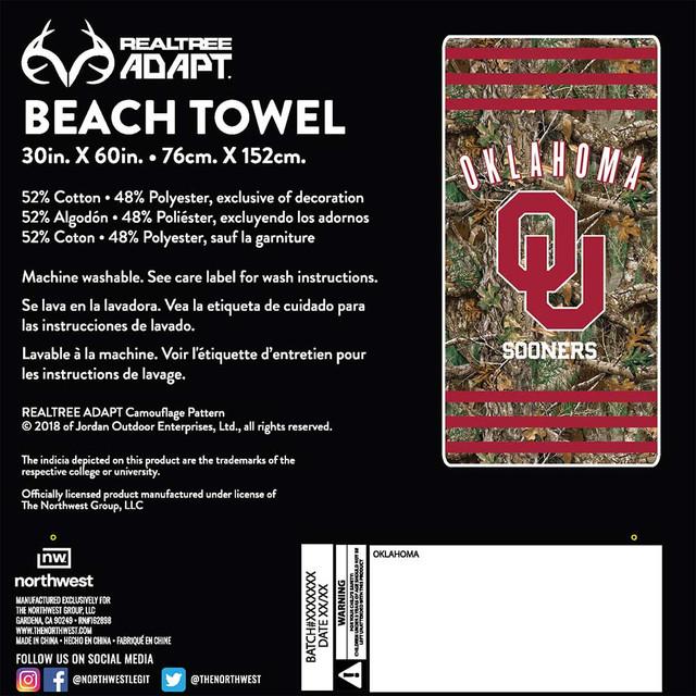 Realtree Northwest NCAA Oklahoma Sooners Camo Beach Towel | Realtree EDGE
