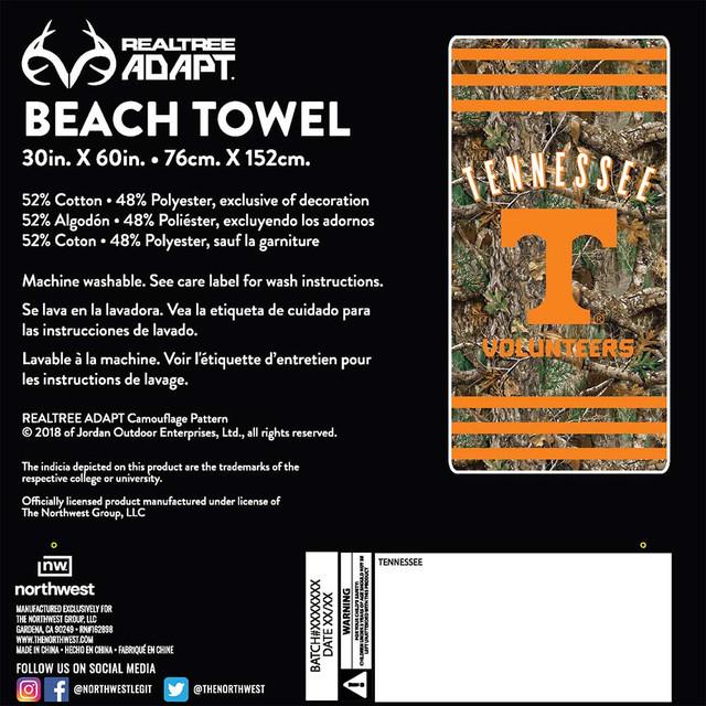Realtree Northwest NCAA Tennessee Volunteers Camo Beach Towel | Realtree EDGE