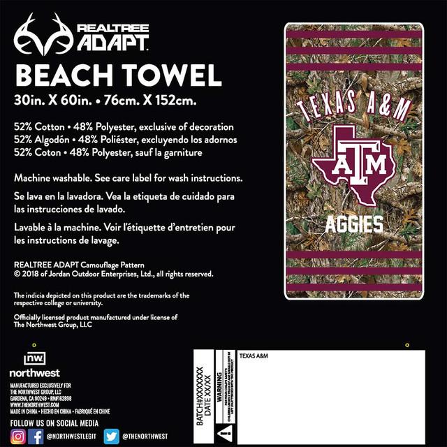 Realtree Northwest NCAA Texas A&M Aggies Camo Beach Towel | Realtree EDGE