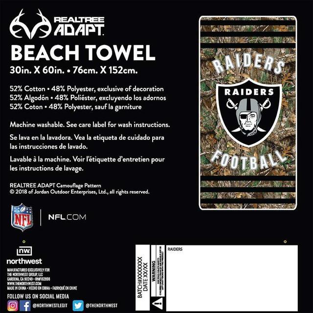 Realtree Northwest NFL Las Vegas Raiders Camo Beach Towel | Realtree EDGE