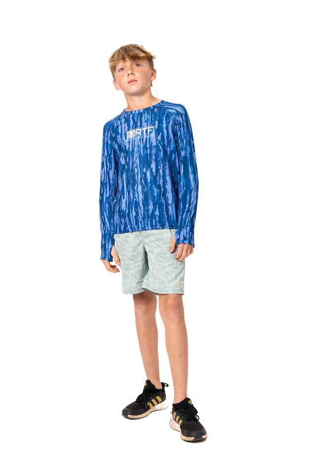 Realtree Realtree Fishing Kid's Blue Long Sleeve Crewneck Shirt | Realtree Original