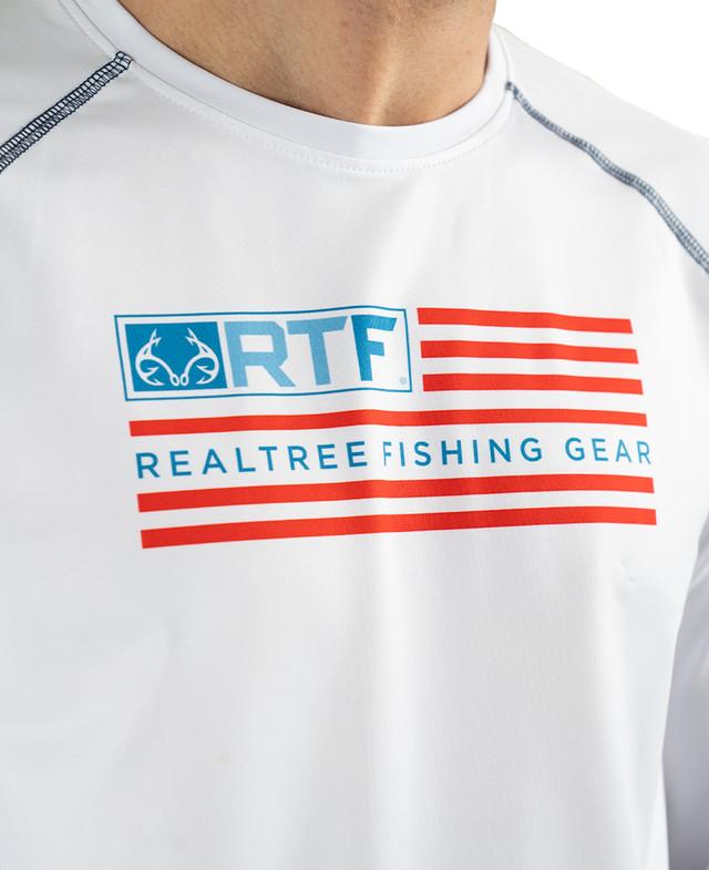 Realtree Realtree Fishing Men's Flag Long Sleeve Performance White Raglan Shirt | Realtree