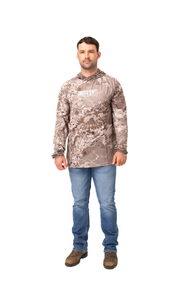 realtree Realtree Fishing Men's Tan Hooded Shirt | Realtree WAV3