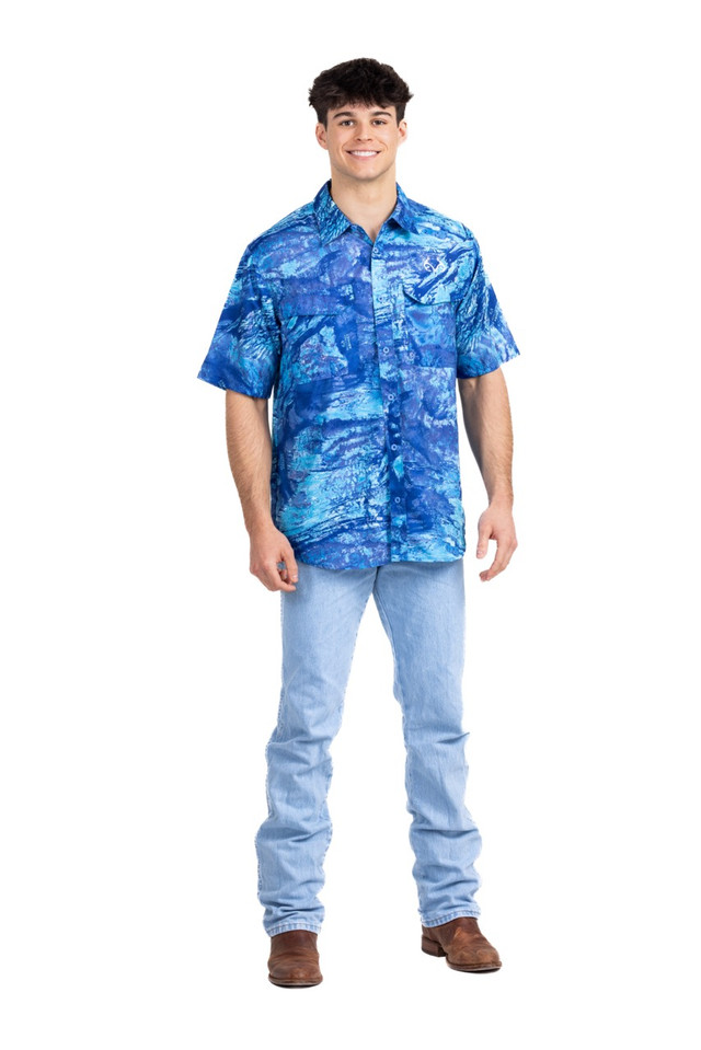 Realtree Realtree Men's Fishing Charter Ocean Blue Men's Short Sleeve Shirt | Realtree Aspect
