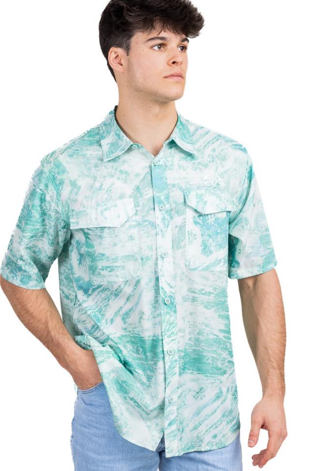 Realtree Realtree Men's Fishing Charter Teal Men's Short Sleeve Shirt | Realtree Aspect