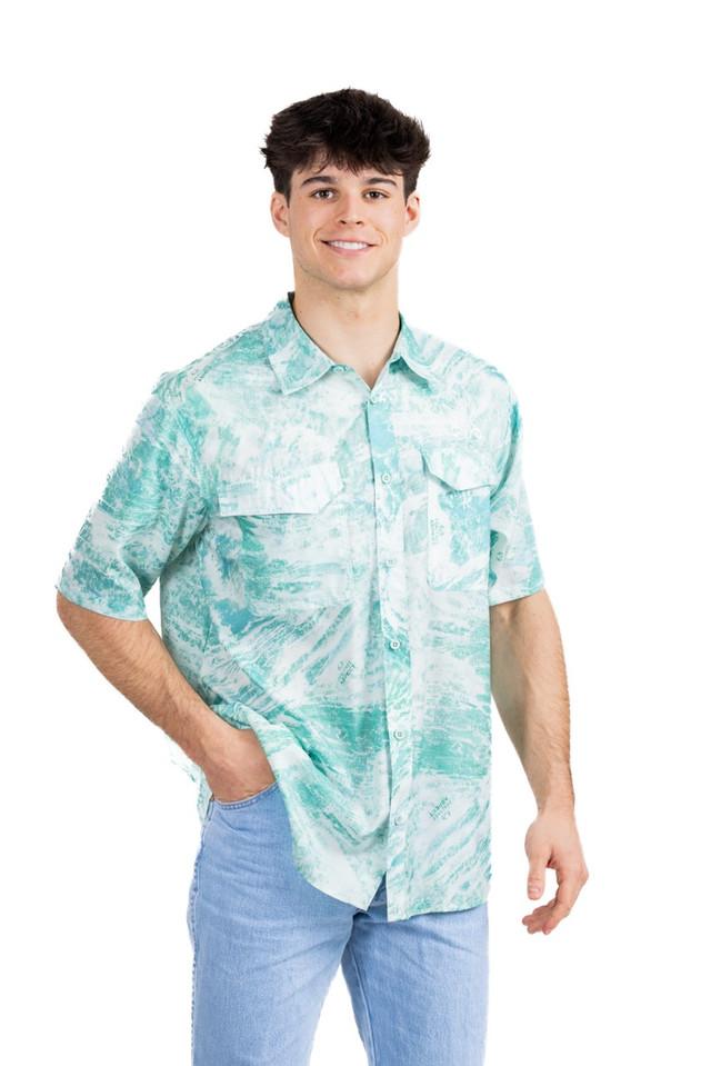 realtree Realtree Men's Fishing Charter Teal Men's Short Sleeve Shirt | Realtree Aspect
