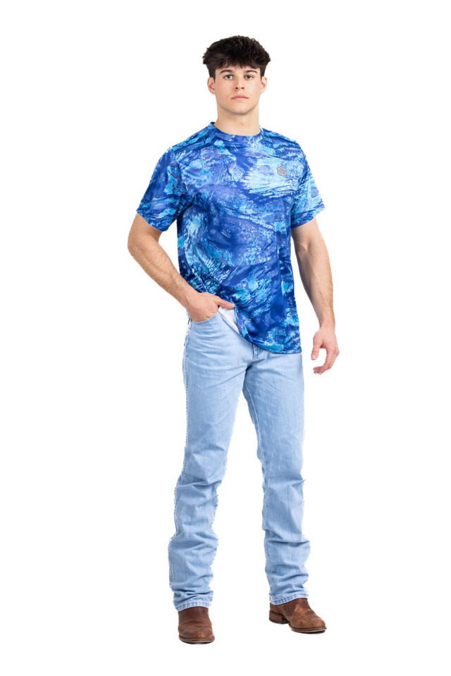 Realtree Realtree Men's Ocean Blue Fishing Bass Master Performance Short Sleeve Shirt | Realtree Aspect
