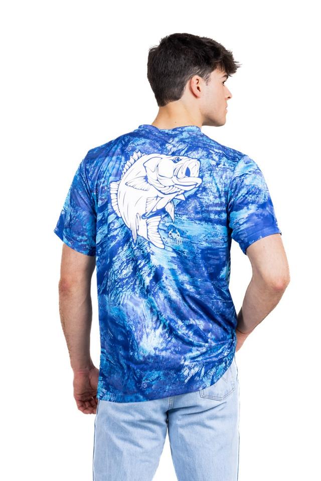 realtree Realtree Men's Ocean Blue Fishing Bass Master Performance Short Sleeve Shirt | Realtree Aspect