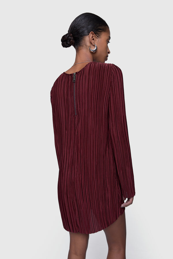 Rebecca Minkoff Iris Pleated Long Sleeve Mini Dress