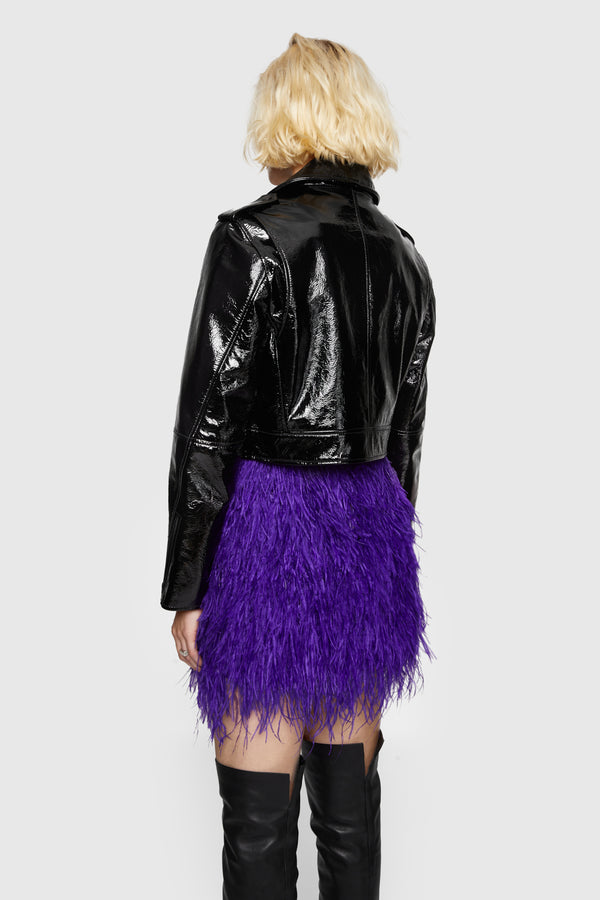 Rebecca Minkoff Cropped Patent Jett Moto Jacket