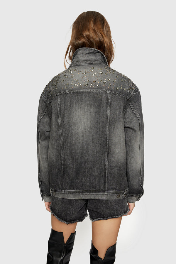 Rebecca Minkoff Crystal Embellished Denim Jacket