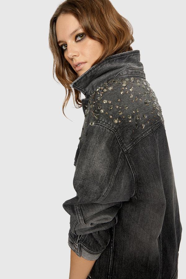 Rebecca Minkoff Crystal Embellished Denim Jacket