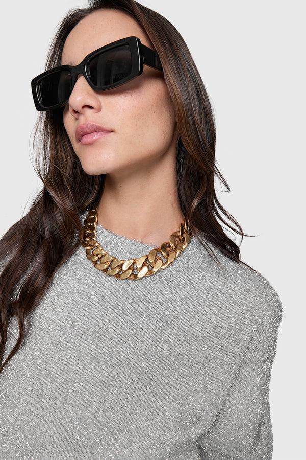 Rebecca Minkoff Henley Lurex Sweater