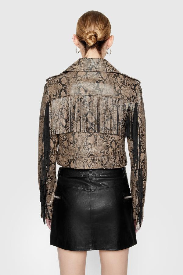 Rebecca Minkoff Janis Python Fringe Moto