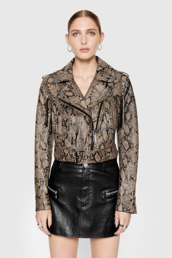 rebecca minkoff Janis Python Fringe Moto