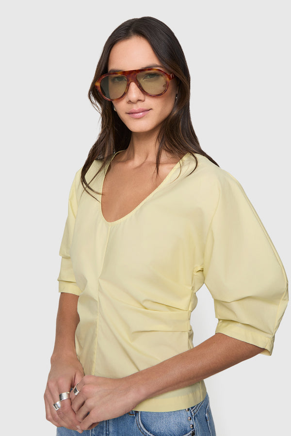 Rebecca Minkoff Naomi Pleated Short Sleeve Top