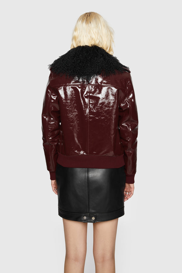 Rebecca Minkoff Patent Orly Aviator Jacket