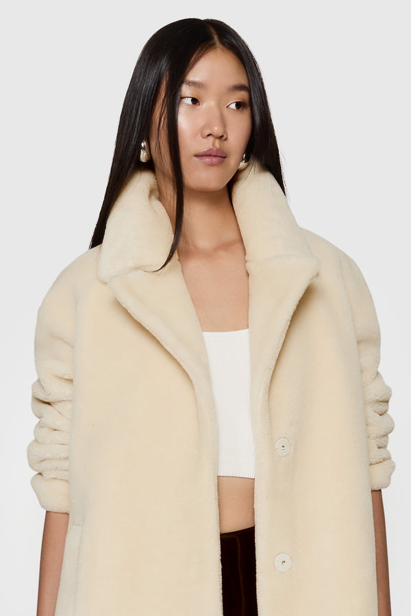 Rebecca Minkoff Sherpa Coat With Notch Lapel