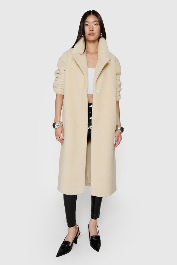 rebecca minkoff Sherpa Coat With Notch Lapel