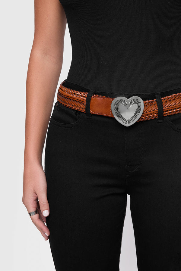 Rebecca Minkoff Woven Heart Buckle Belt