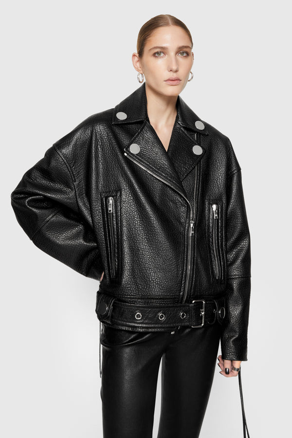 Rebecca Minkoff Stevie Oversized Leather Moto Jacket