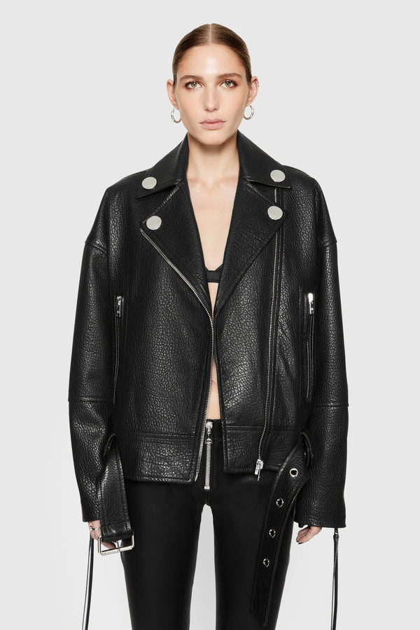 rebecca minkoff Stevie Oversized Leather Moto Jacket