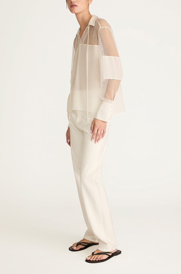 Rebecca Taylor Crepe De Chine And Lace Popover Blouse