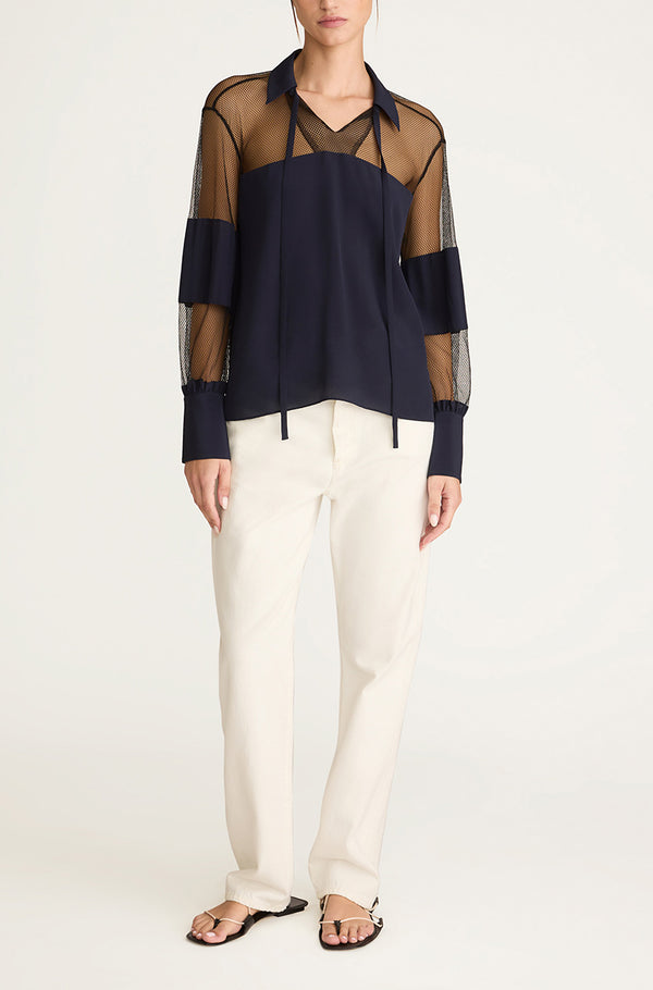 Rebecca Taylor Crepe De Chine And Lace Popover Blouse