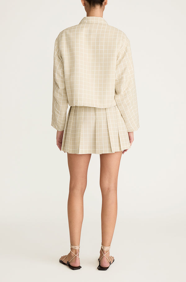 Rebecca Taylor Painterly Windowpane Cropped Faille Jacket