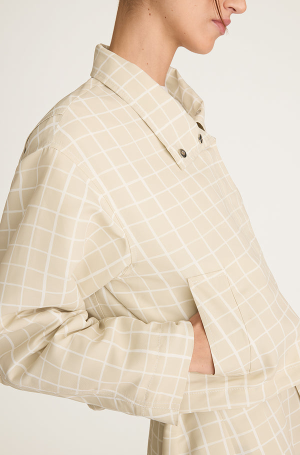 Rebecca Taylor Painterly Windowpane Cropped Faille Jacket
