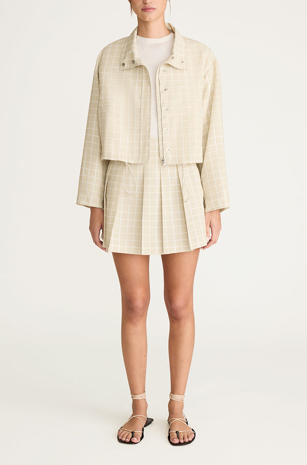 rebecca taylor Painterly Windowpane Cropped Faille Jacket