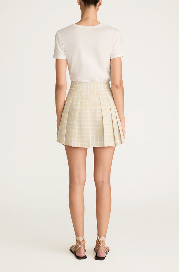 Rebecca Taylor Painterly Windowpane Pleated Faille Skirt