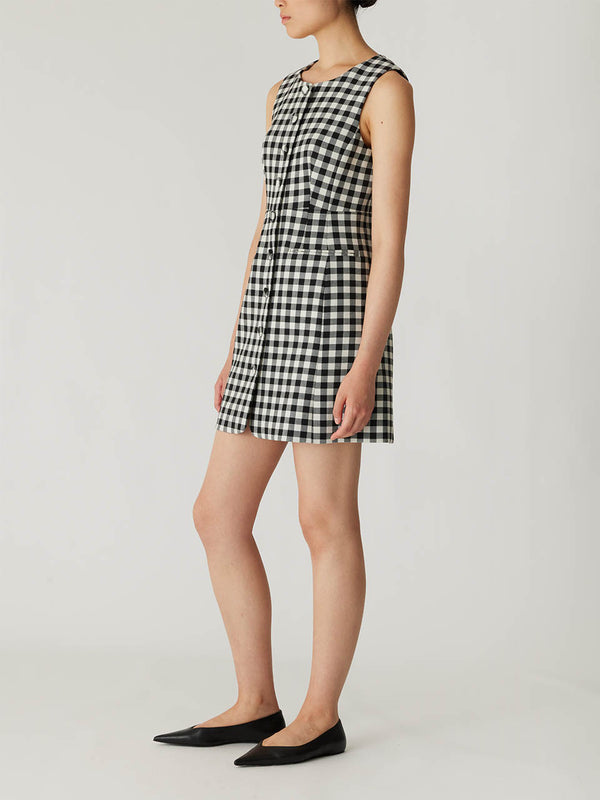 Rebecca Taylor Phillipa Check Button Front Mini Dress