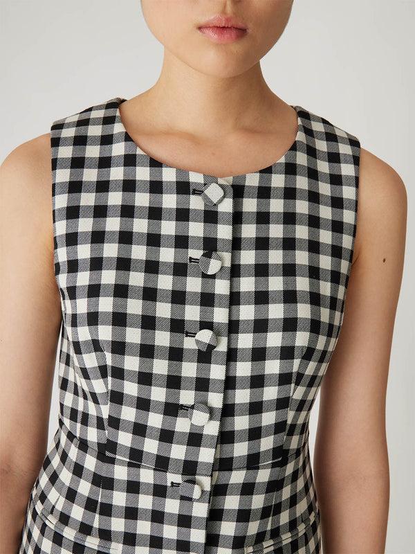 Rebecca Taylor Phillipa Check Button Front Mini Dress