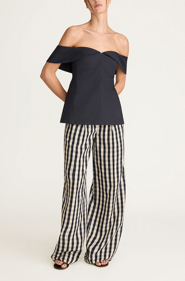 Rebecca Taylor Cotton Sateen Draped Shoulder Top