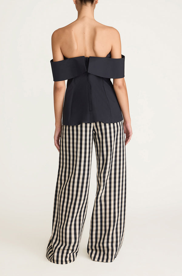 Rebecca Taylor Cotton Sateen Draped Shoulder Top