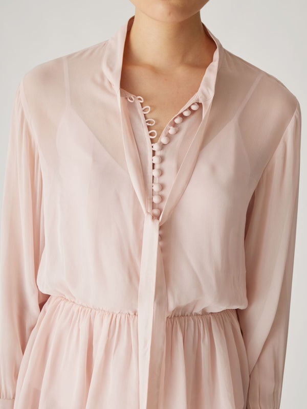 Rebecca Taylor Covered Button Tie Front Blouse