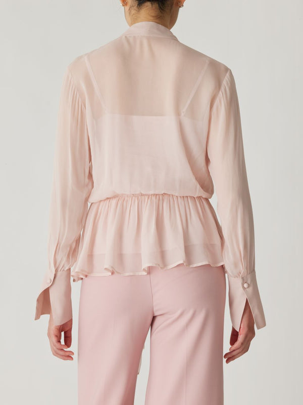 Rebecca Taylor Covered Button Tie Front Blouse