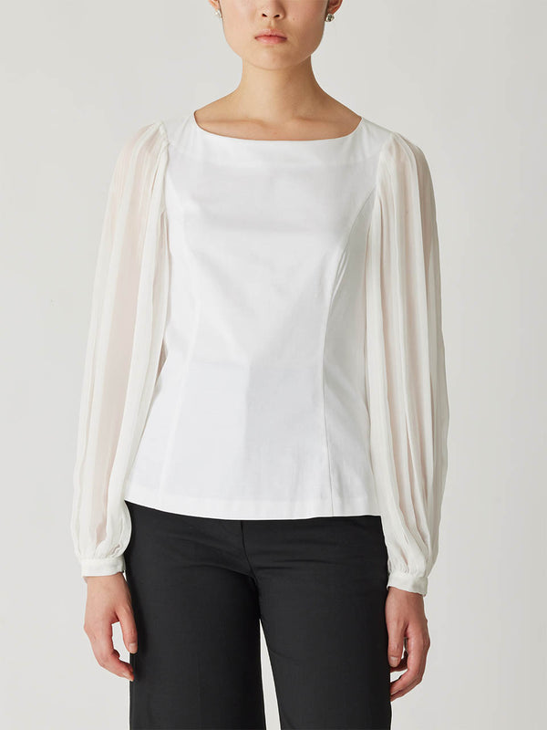 Rebecca Taylor Heavy Cotton Chintz Boat Neck Top