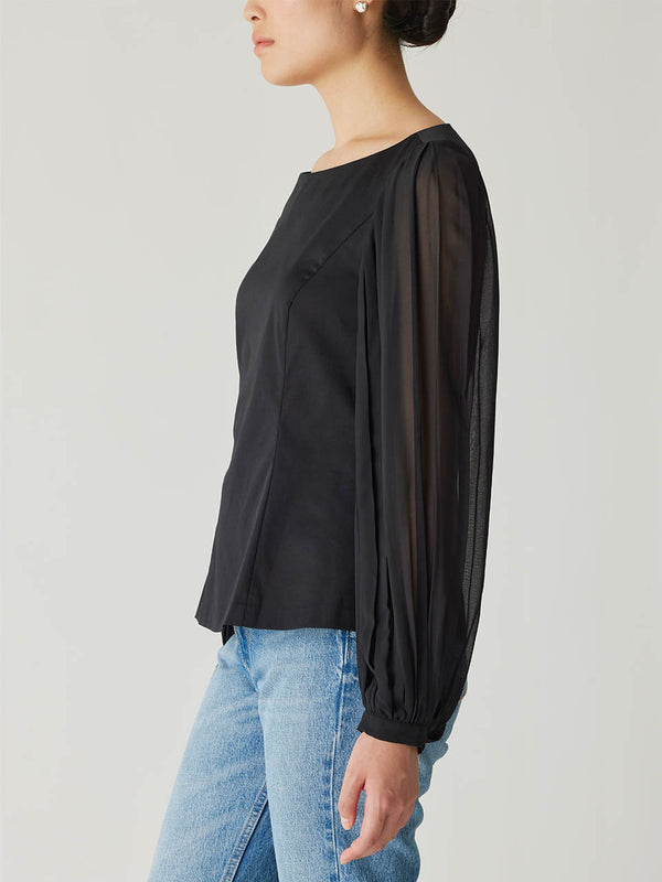 Rebecca Taylor Heavy Cotton Chintz Boat Neck Top