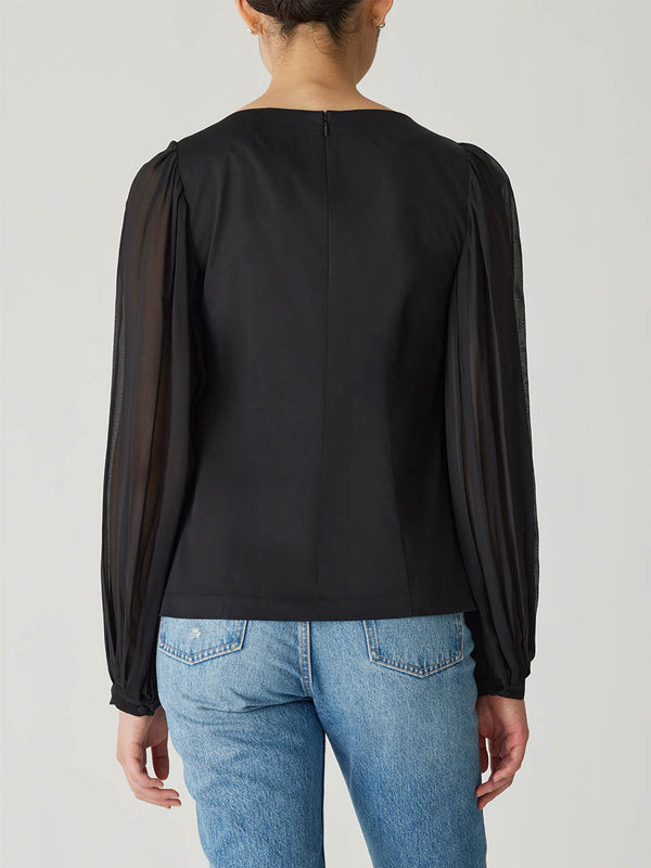 Rebecca Taylor Heavy Cotton Chintz Boat Neck Top