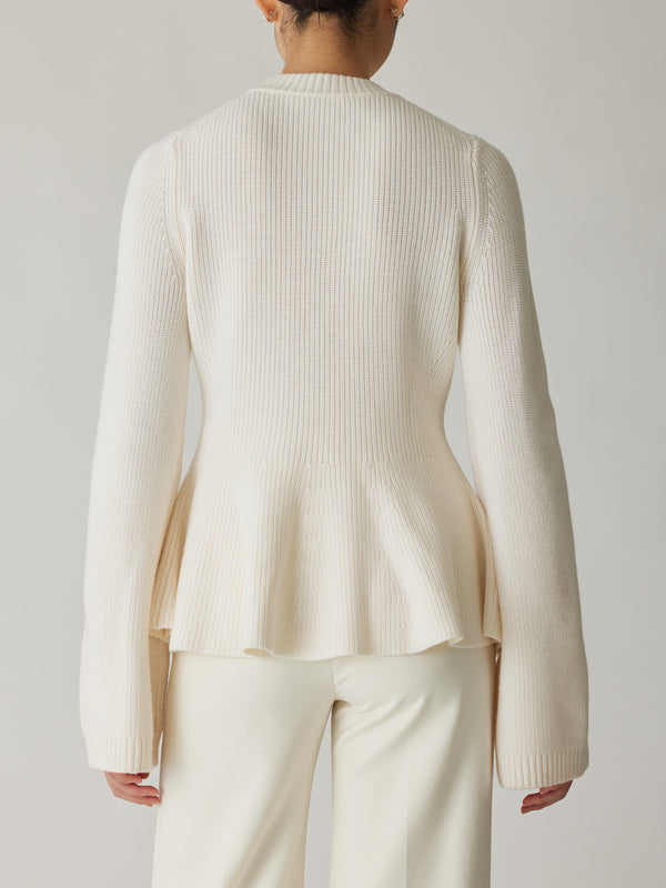 Rebecca Taylor Novelty Wool Peplum Cardi
