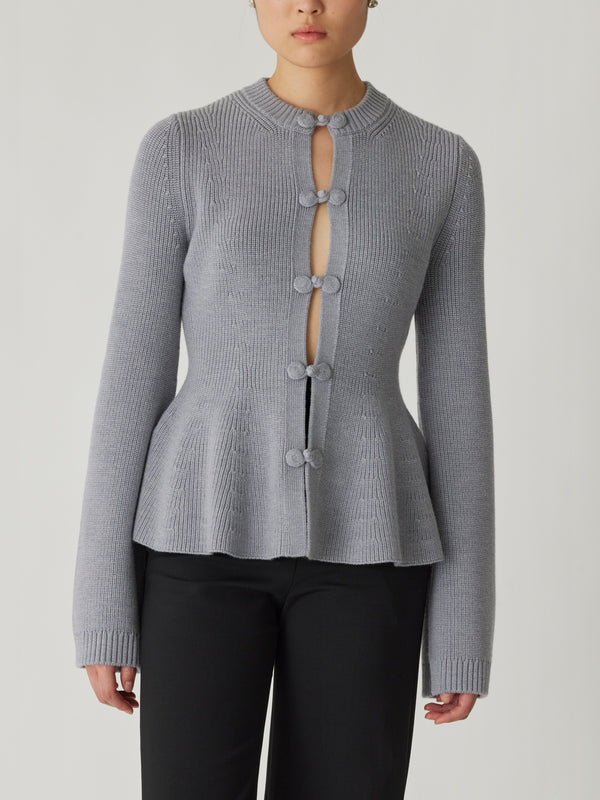 Rebecca Taylor Novelty Wool Peplum Cardi