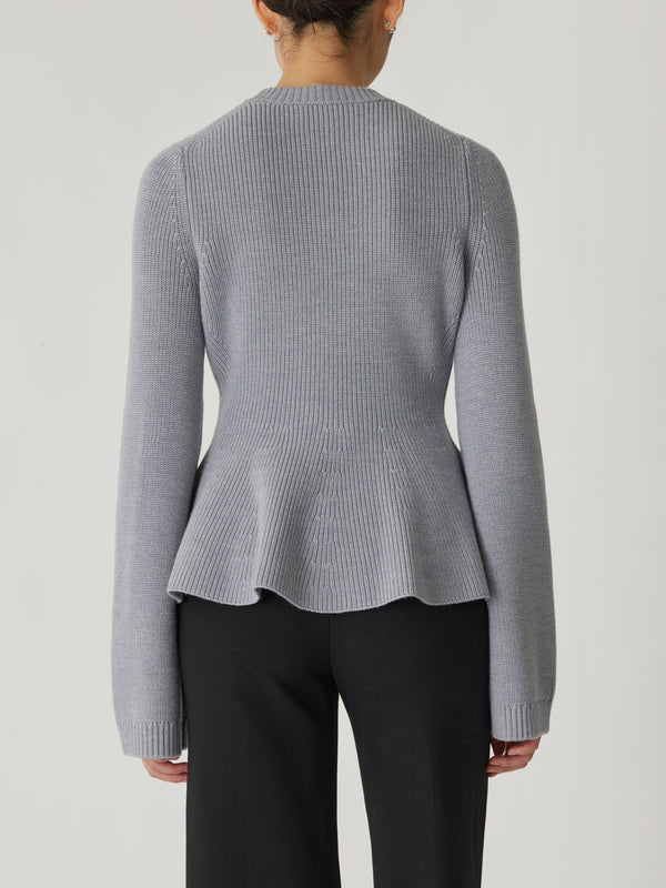 Rebecca Taylor Novelty Wool Peplum Cardi